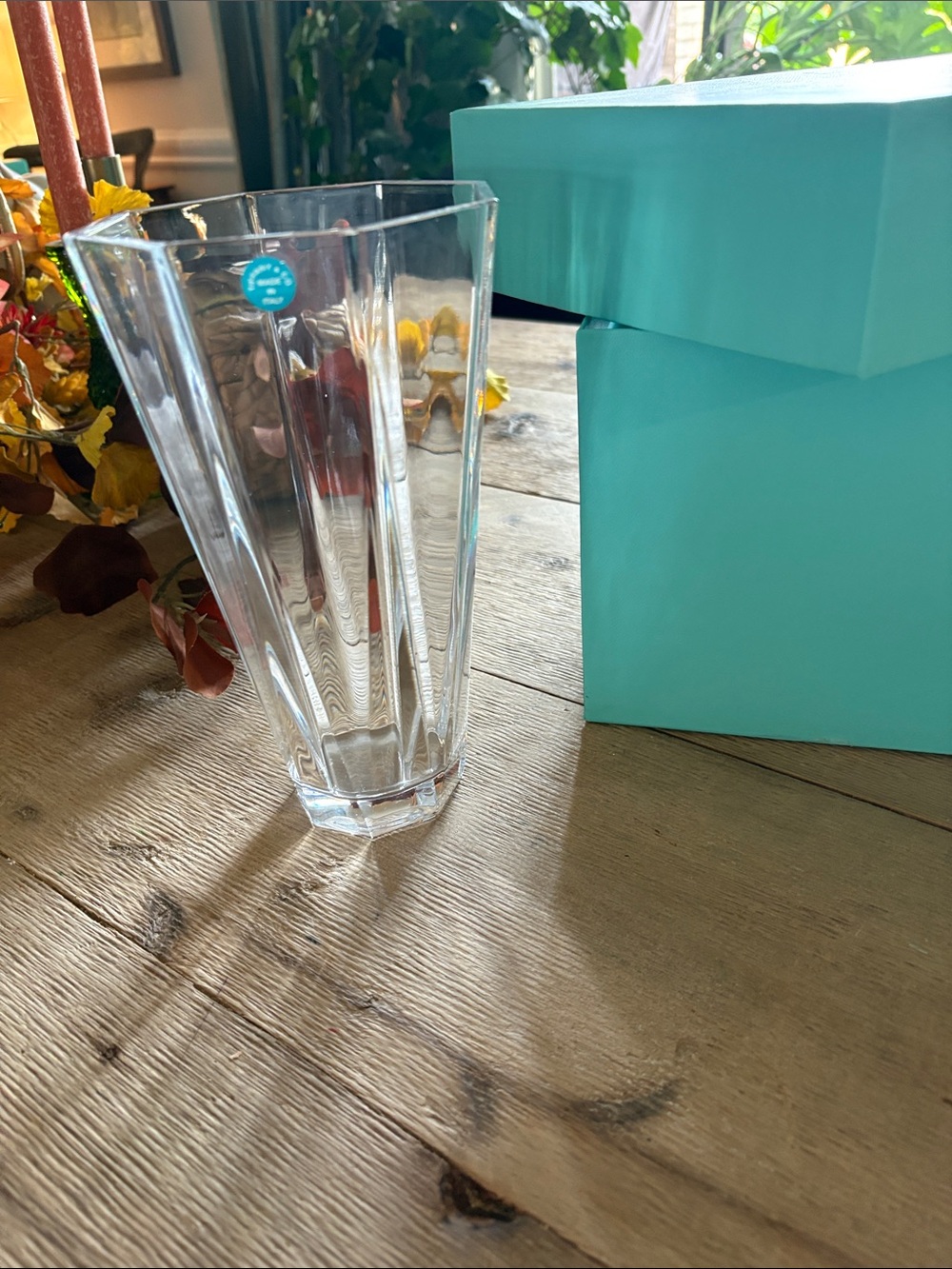 Tiffany Clear Glass Fluted Vase - Never Used. 8.5” Tall.